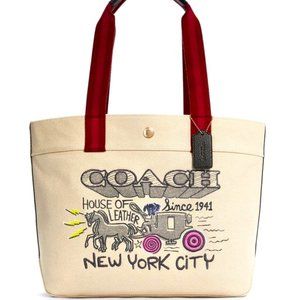 NEW Coach Canvas Tote with School Art Graphics C5683